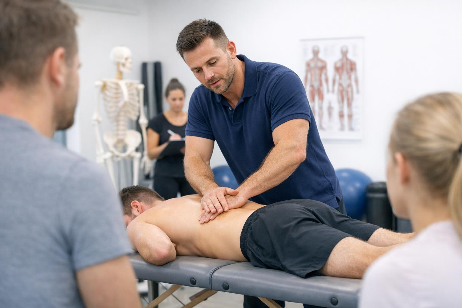 zdjęcie fizjoterapeuty podczas szkolenia praktycznego